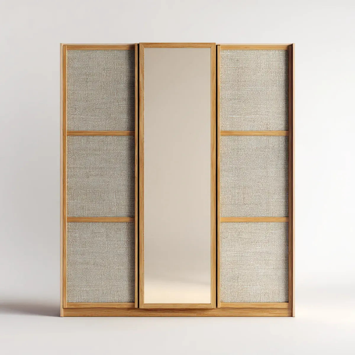 Armoire 3 portes avec miroir chêne naturel et gris rectangulaire 150 x 55 x 180 cm