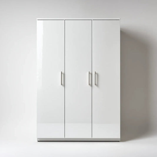 Armoire de chambre 3 portes blanche 120 x 50 x 200 cm en panneaux de particules rectangulaire