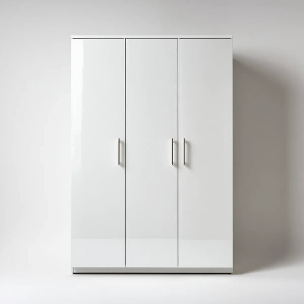 Armoire de chambre 3 portes blanche 120 x 50 x 200 cm en panneaux de particules rectangulaire