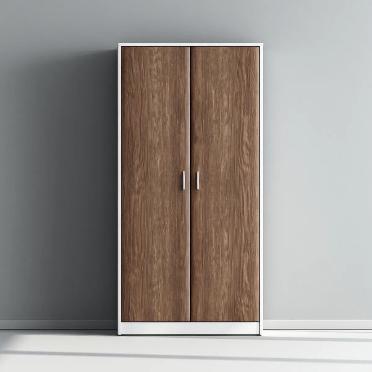Armoire de rangement 2 portes marron et blanc 80 x 52 x 180 cm en panneaux de particules mélaminés rectangulaire