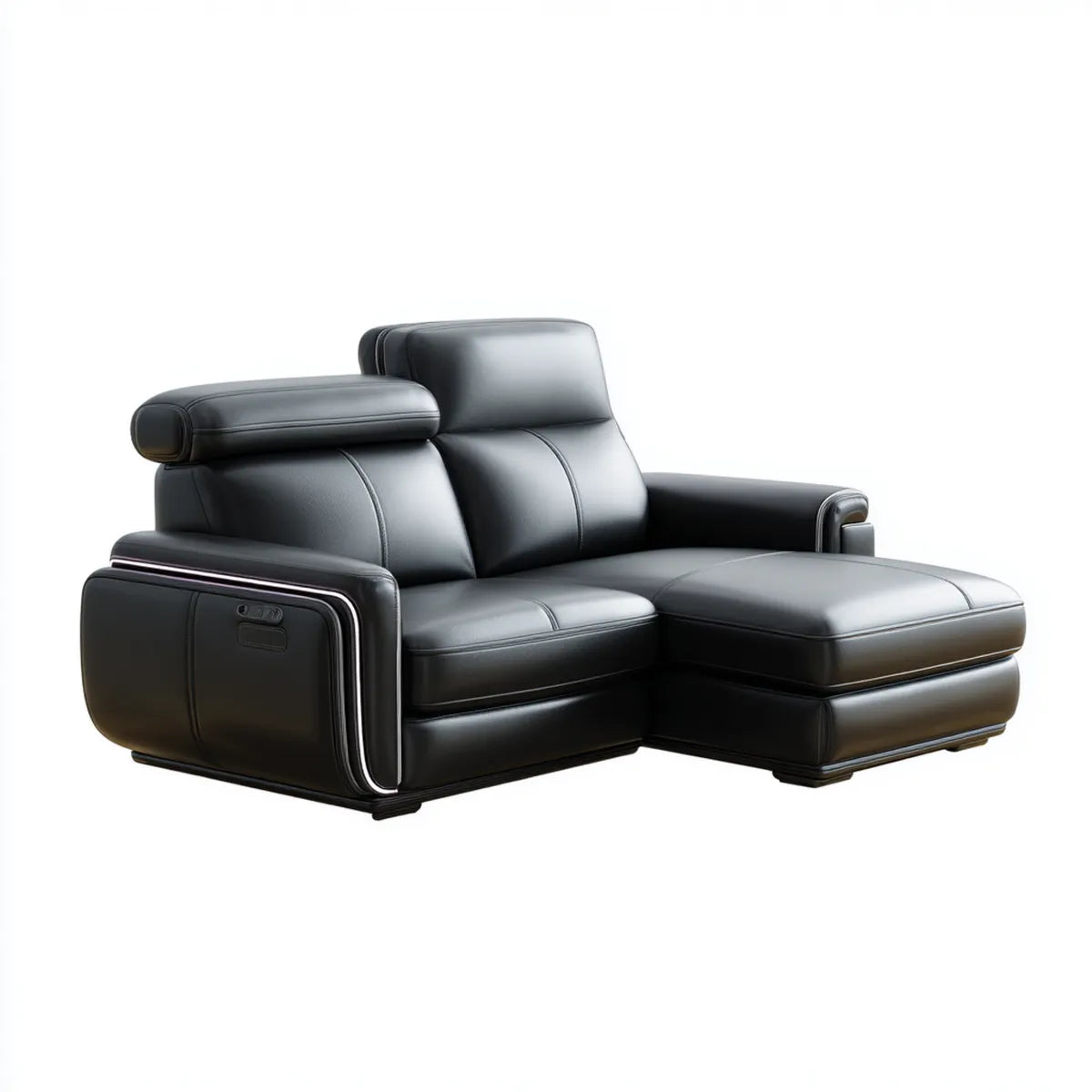 Fauteuil relax électrique noir en cuir synthétique PU avec méridienne 165 x 95 x 100 cm