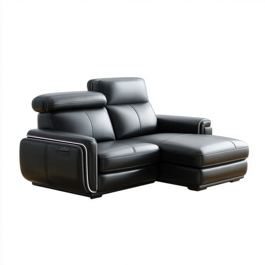 Fauteuil relax électrique noir en cuir synthétique PU avec méridienne 165 x 95 x 100 cm