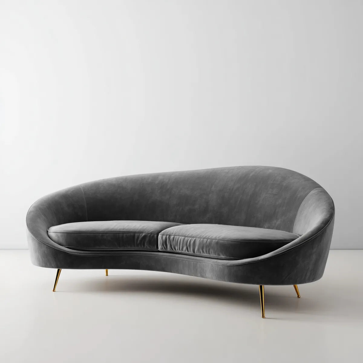 Canapé 3 places incurvé gris foncé 220 x 95 x 78 cm en cuir synthétique PU