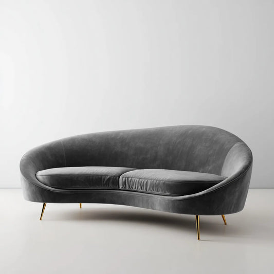Canapé 3 places incurvé gris foncé 220 x 95 x 78 cm en cuir synthétique PU