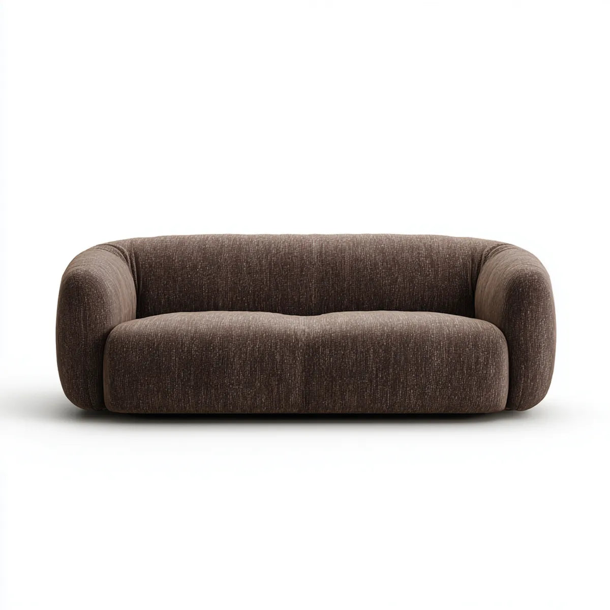 Canapé 2 places marron en polyester avec rembourrage en mousse polyuréthane forme arrondie 180 x 95 x 72 cm