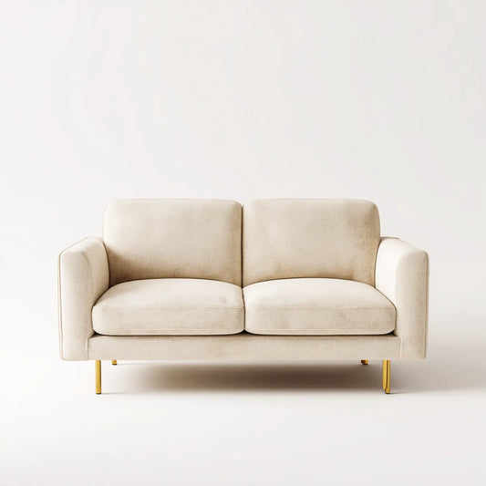 Canapé 2 places droit crème 160 x 86 x 82 cm en polyester bouclé avec pieds en acier
