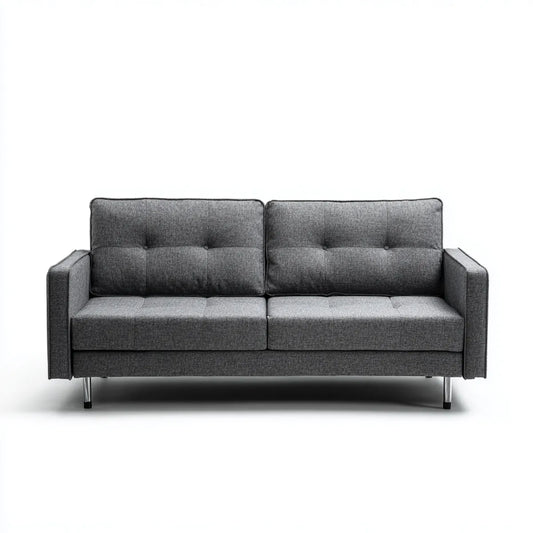 Canapé 2 places gris foncé en polyester forme droite 152 x 78 x 83 cm