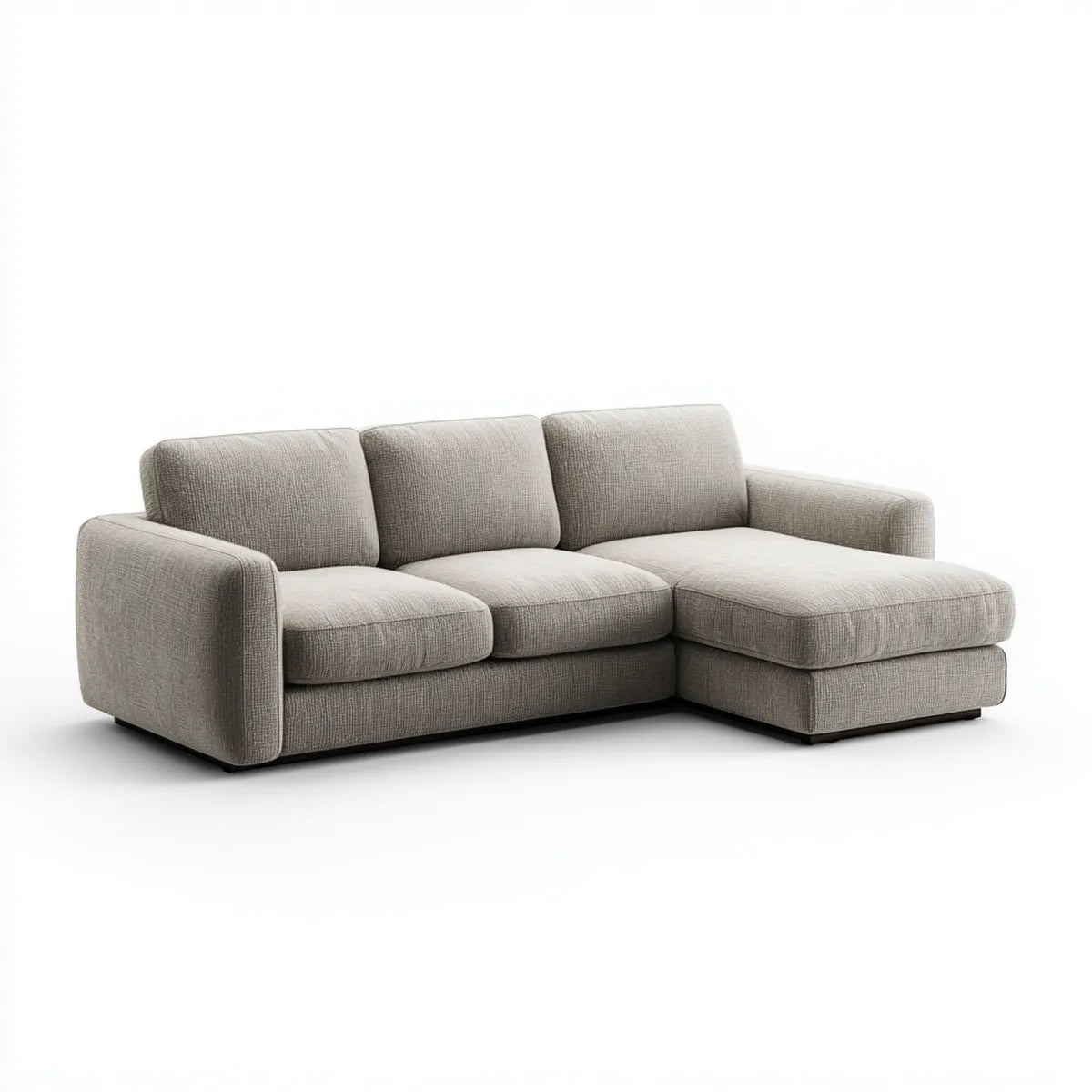 Canapé d'angle droit 3 places gris taupe en polyester forme L 250 x 160 x 85 cm