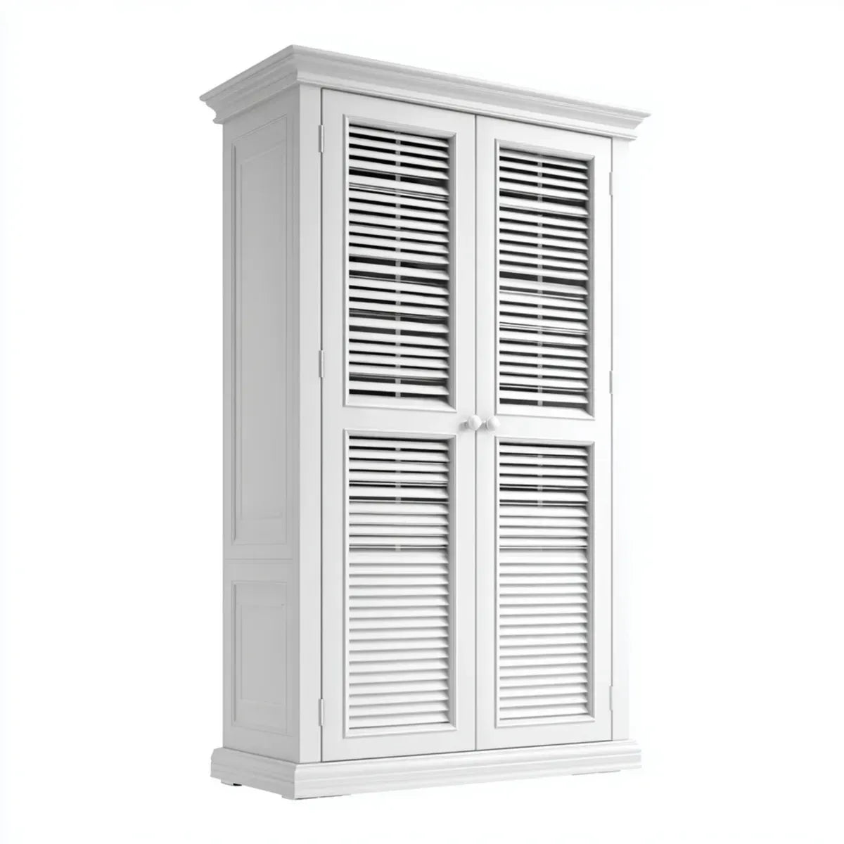 Armoire penderie 2 portes à persiennes blanche en MDF 100 x 55 x 200 cm rectangulaire