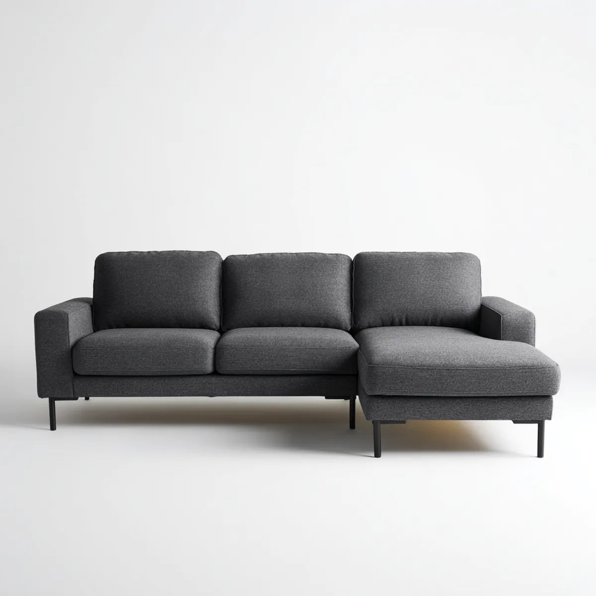 Canapé d'angle 3 places gris anthracite en polyester avec méridienne droite 250 x 160 x 85 cm