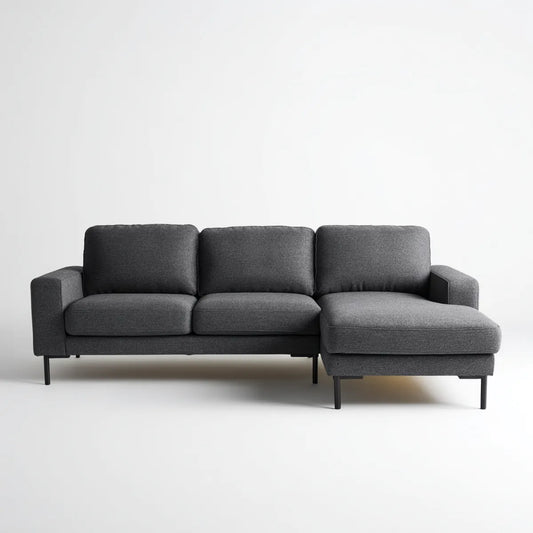 Canapé d'angle 3 places gris anthracite en polyester avec méridienne droite 250 x 160 x 85 cm